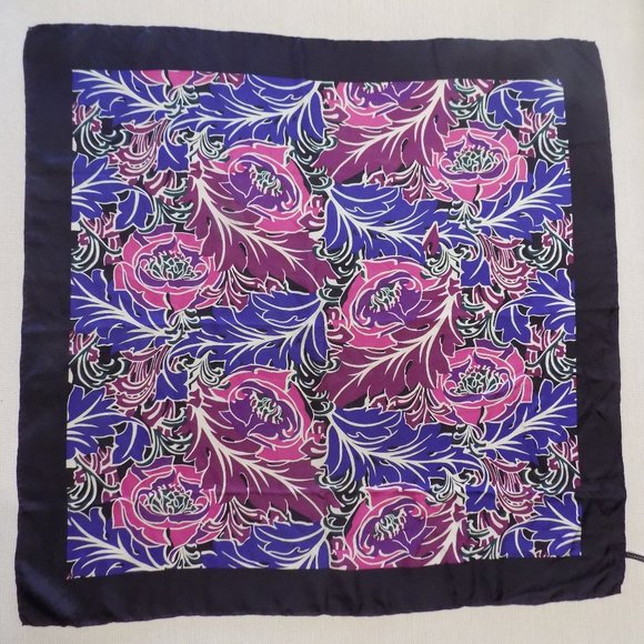 TALBOTS LARGE FLORAL SILK SCARF with minor stretching in the silk SOLD AS IS - Picture 1 of 3